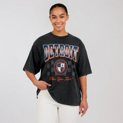 Detroit Tigers WEAR by Erin Andrews Women's Oversized Boyfriend T-Shirt - Black