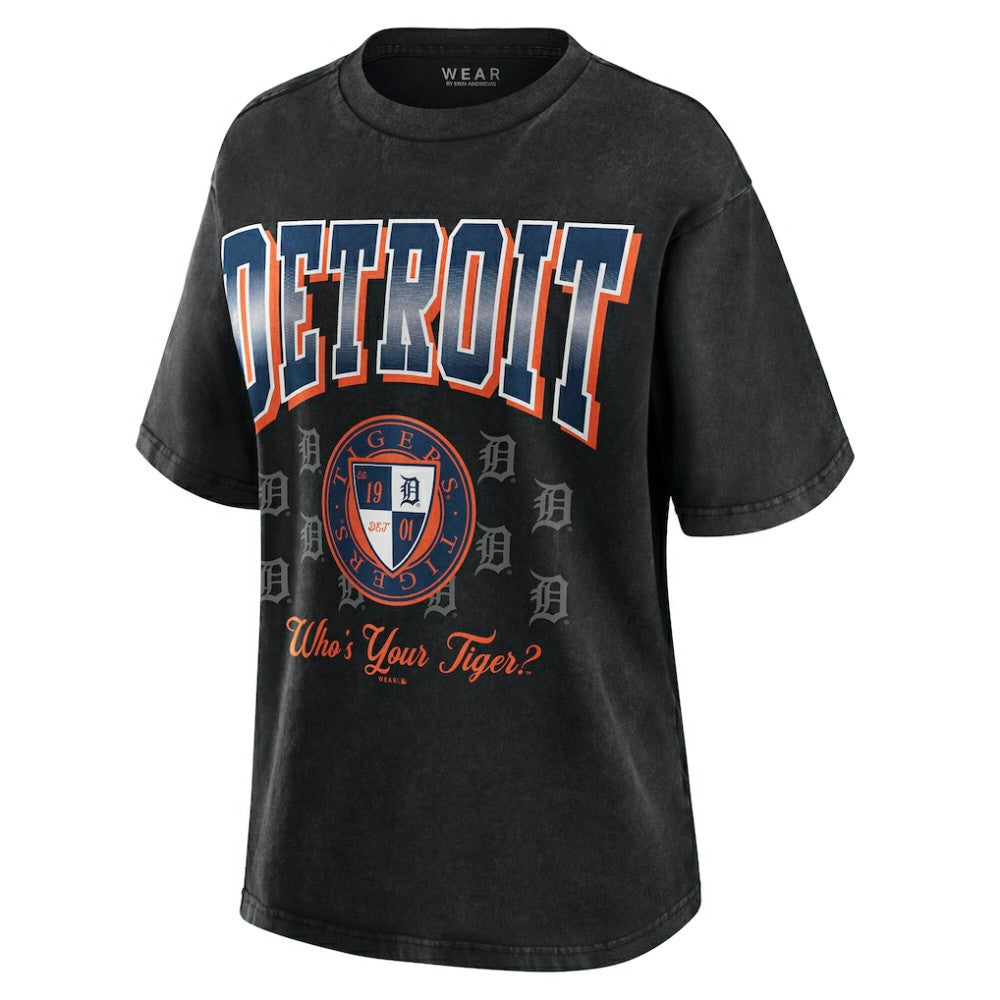 Detroit Tigers WEAR by Erin Andrews Women's Oversized Boyfriend T-Shirt - Black
