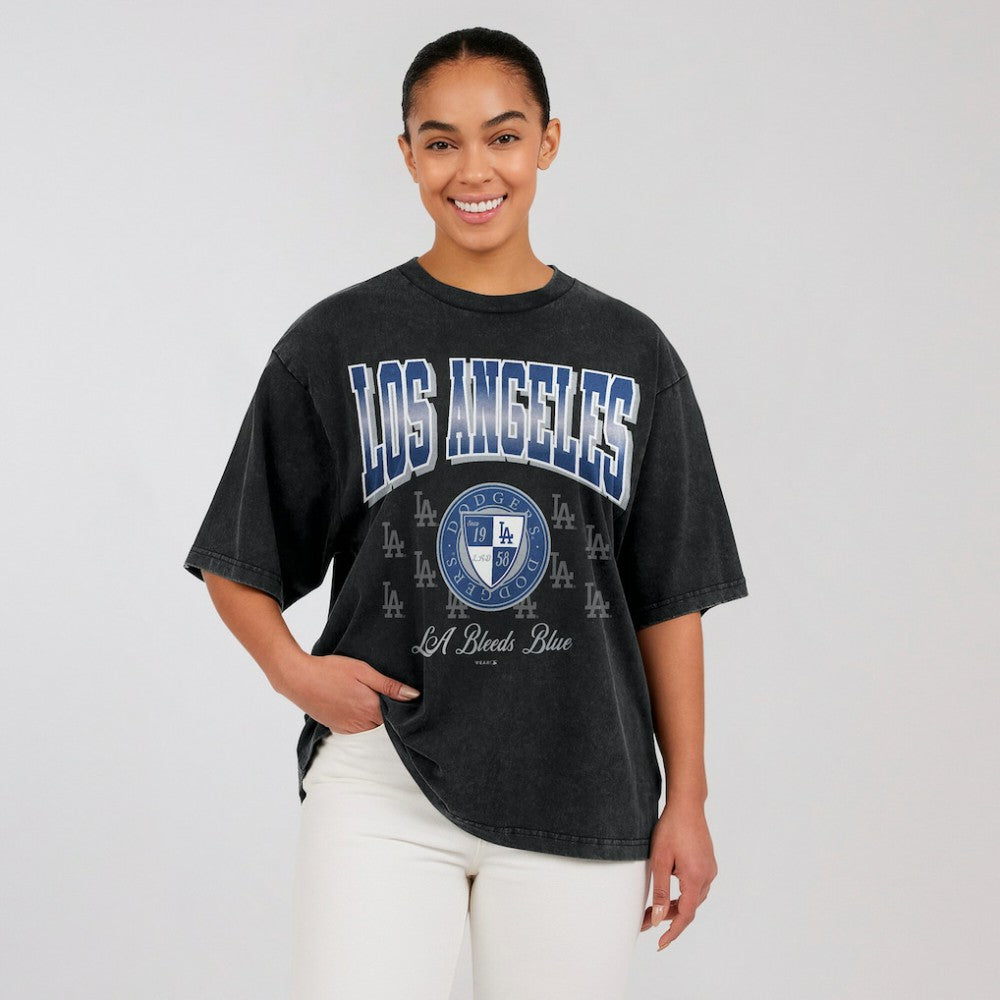 Los Angeles Dodgers WEAR by Erin Andrews Women's Oversized Boyfriend T-Shirt - Black