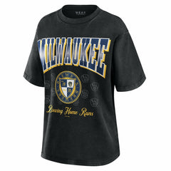 Milwaukee Brewers WEAR by Erin Andrews Women's Oversized Boyfriend T-Shirt - Black