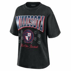 Minnesota Twins WEAR by Erin Andrews Women's Oversized Boyfriend T-Shirt - Black