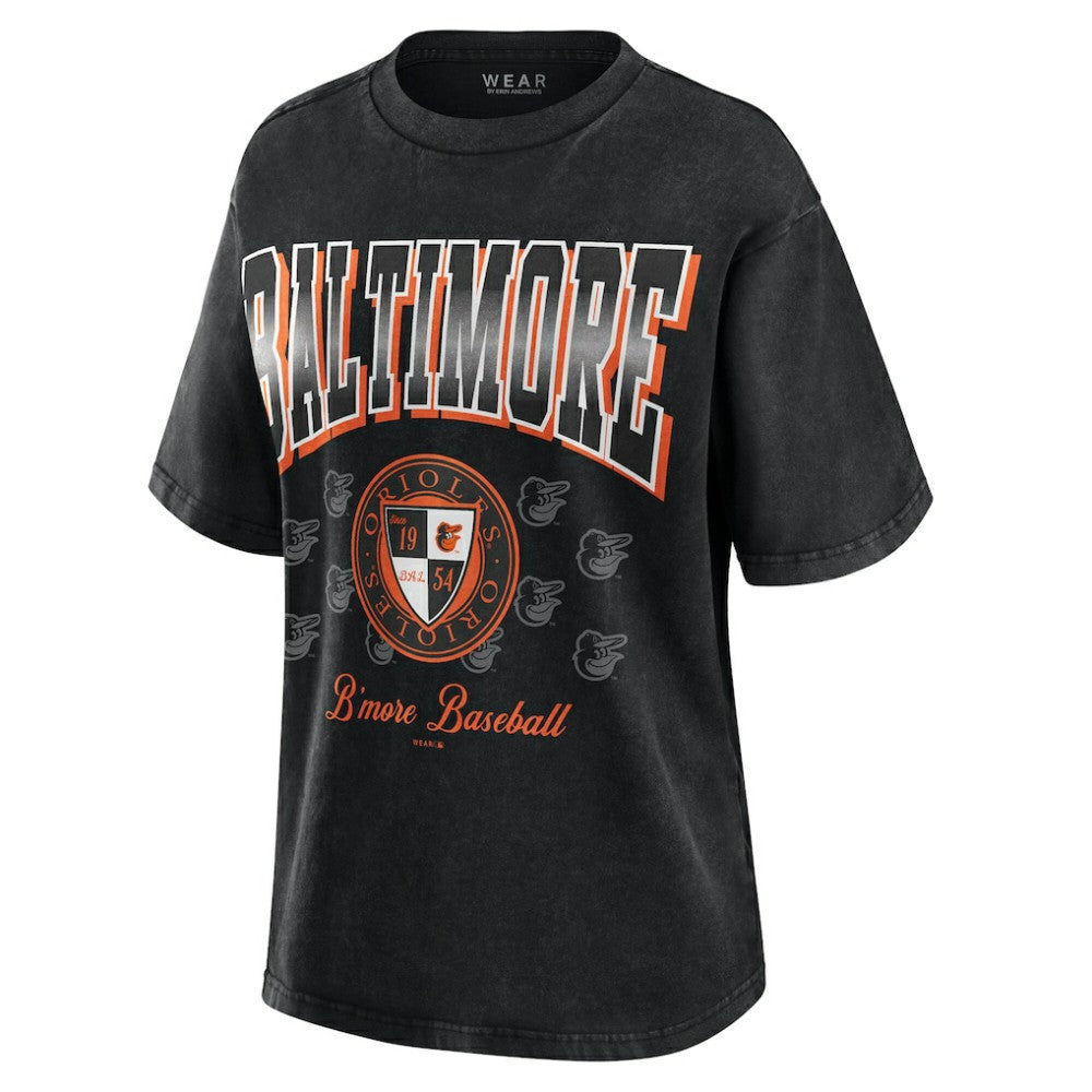 Baltimore Orioles WEAR by Erin Andrews Women's Oversized Boyfriend T-Shirt - Black