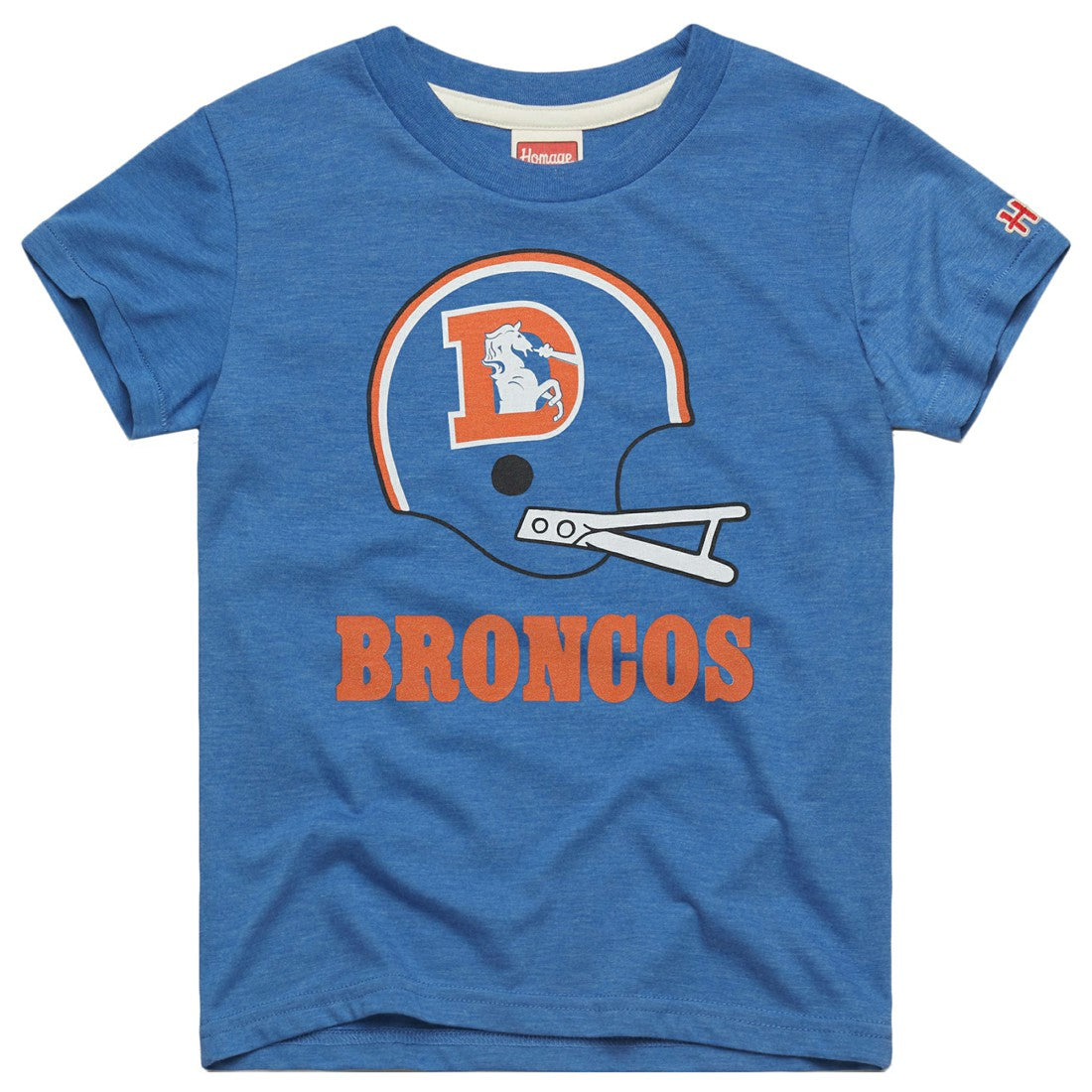 Denver Broncos Homage Youth Big Helmet Tri-Blend T-Shirt - Royal outlet