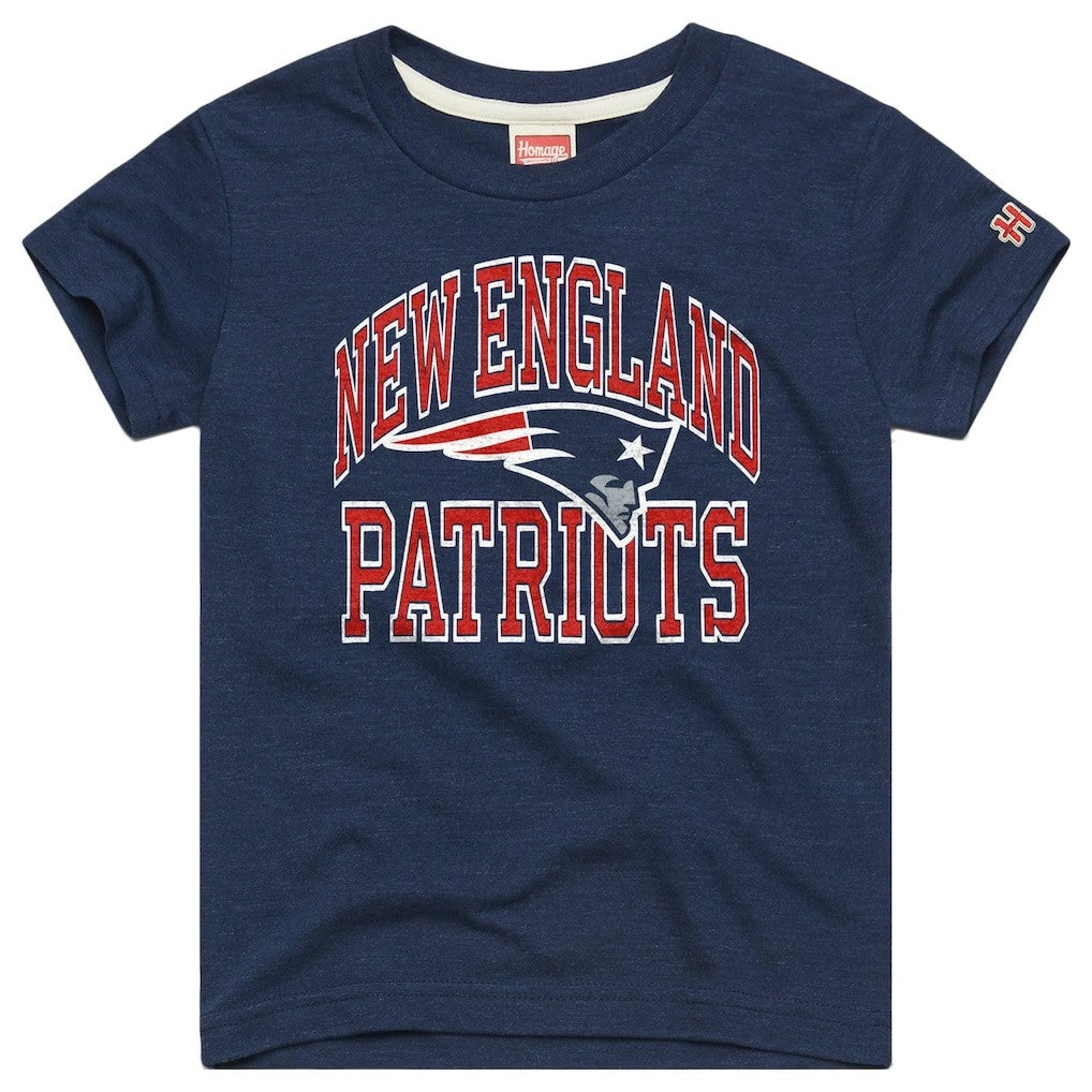 New England Patriots Homage Youth Arch Tri-Blend T-Shirt - Navy online