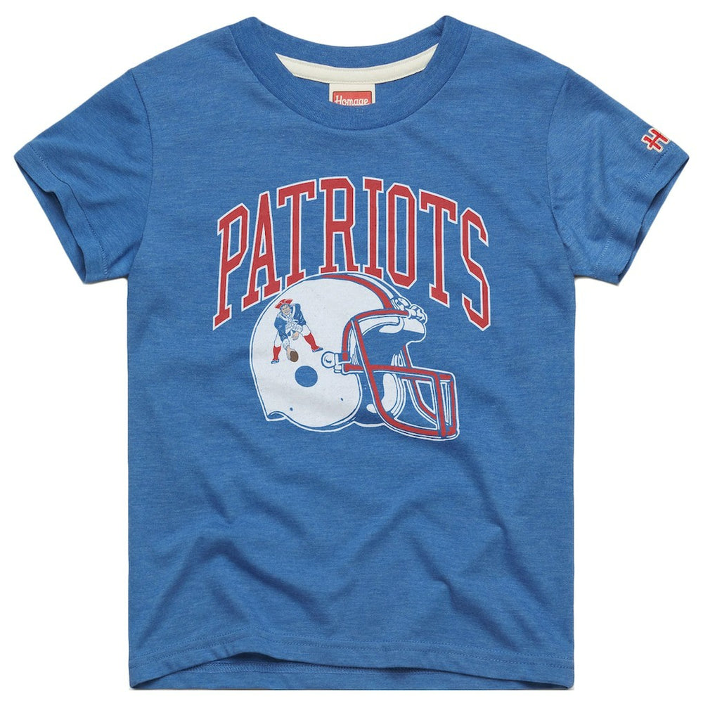 New England Patriots Homage Youth Helmet Retro Tri-Blend T-Shirt - Royal for sale