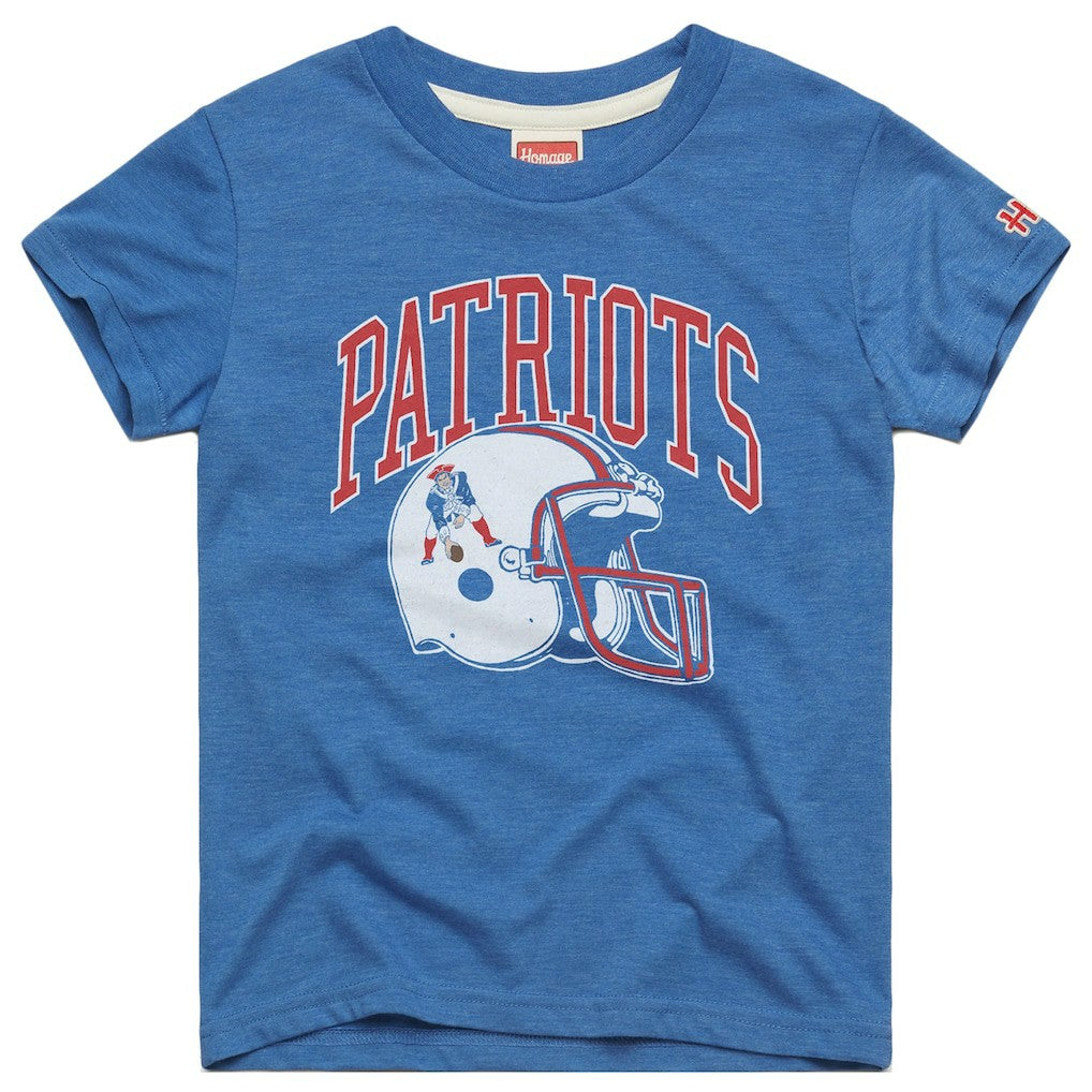 New England Patriots Homage Youth Helmet Retro Tri-Blend T-Shirt - Royal for sale