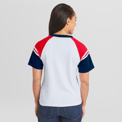 Los Angeles Dodgers WEAR by Erin Andrews Women's Striped Raglan T-Shirt - White