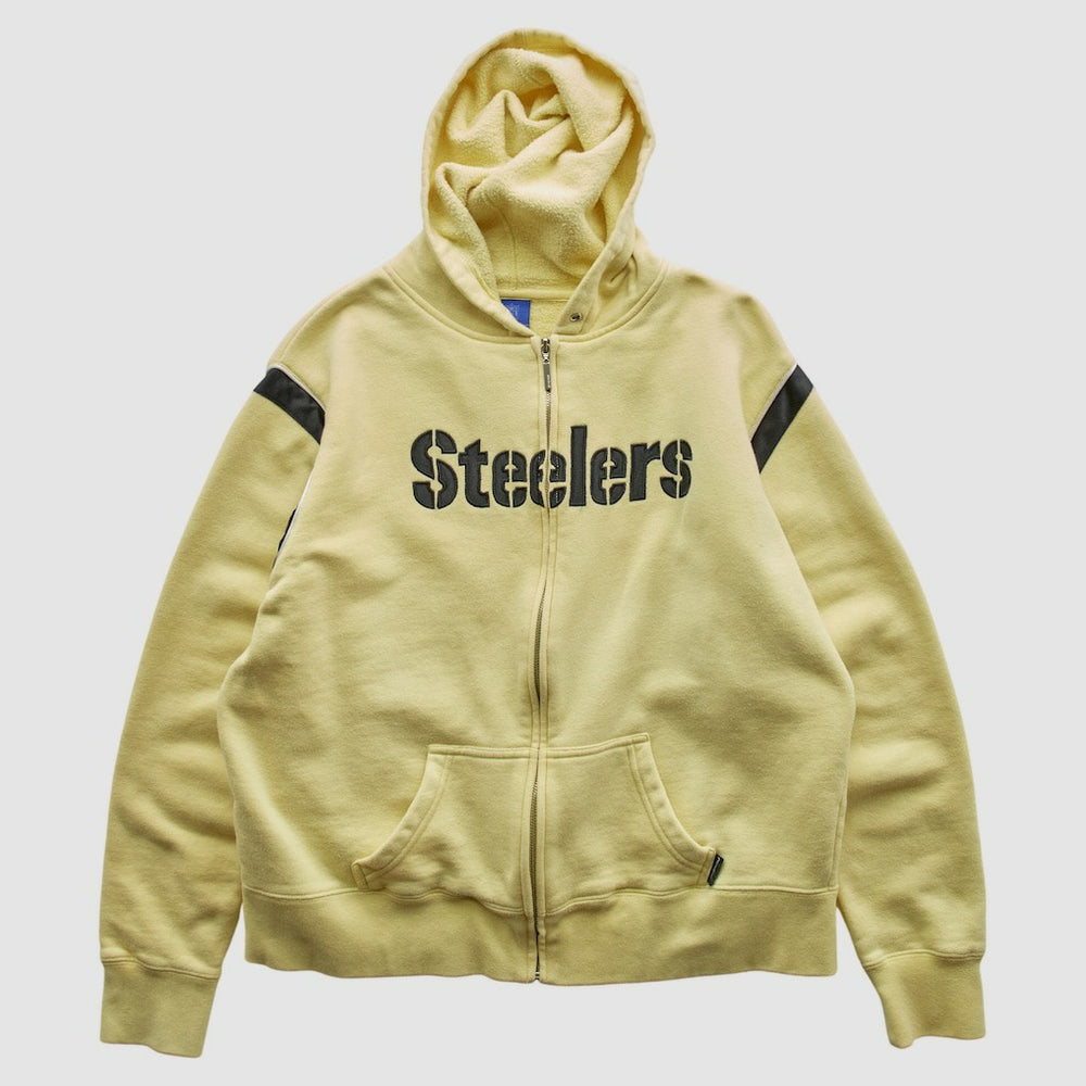 Pittsburgh Steelers Reebok 2000s Hooded Full Zip Sweatshirt - Yellow Vintage on sale