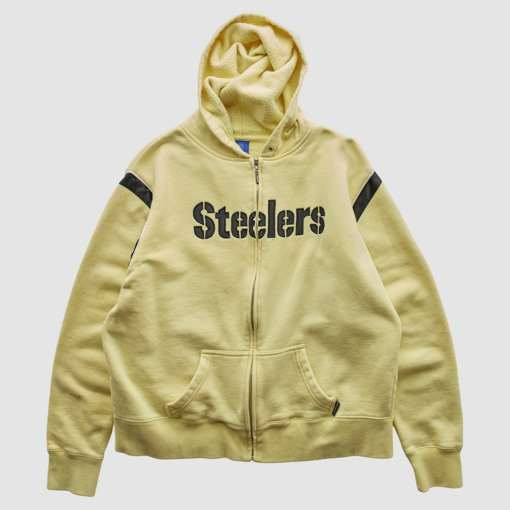 Pittsburgh Steelers Reebok 2000s Hooded Full Zip Sweatshirt - Yellow Vintage on sale