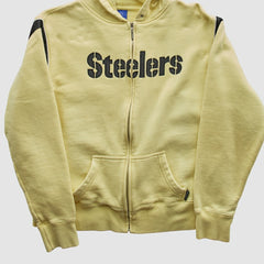 Pittsburgh Steelers Reebok 2000s Hooded Full Zip Sweatshirt - Yellow Vintage on sale