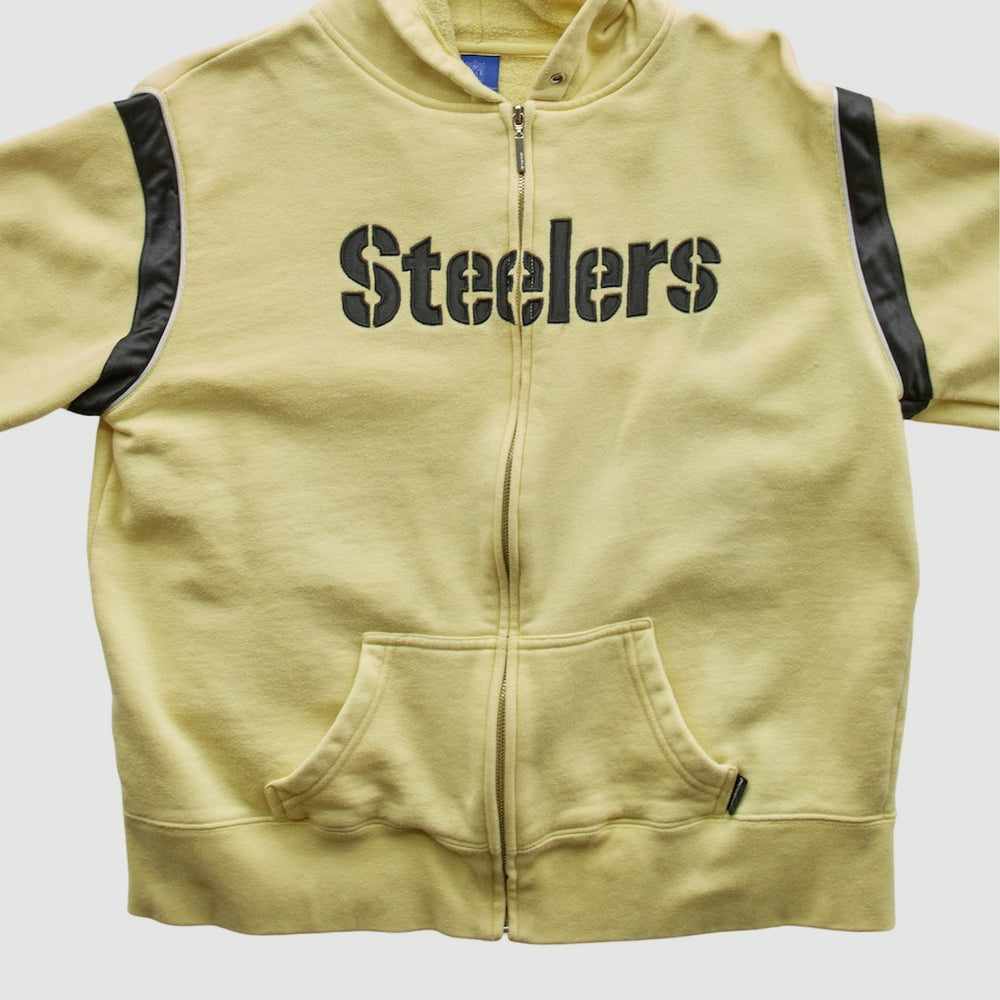Pittsburgh Steelers Reebok 2000s Hooded Full Zip Sweatshirt - Yellow Vintage on sale
