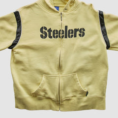 Pittsburgh Steelers Reebok 2000s Hooded Full Zip Sweatshirt - Yellow Vintage on sale