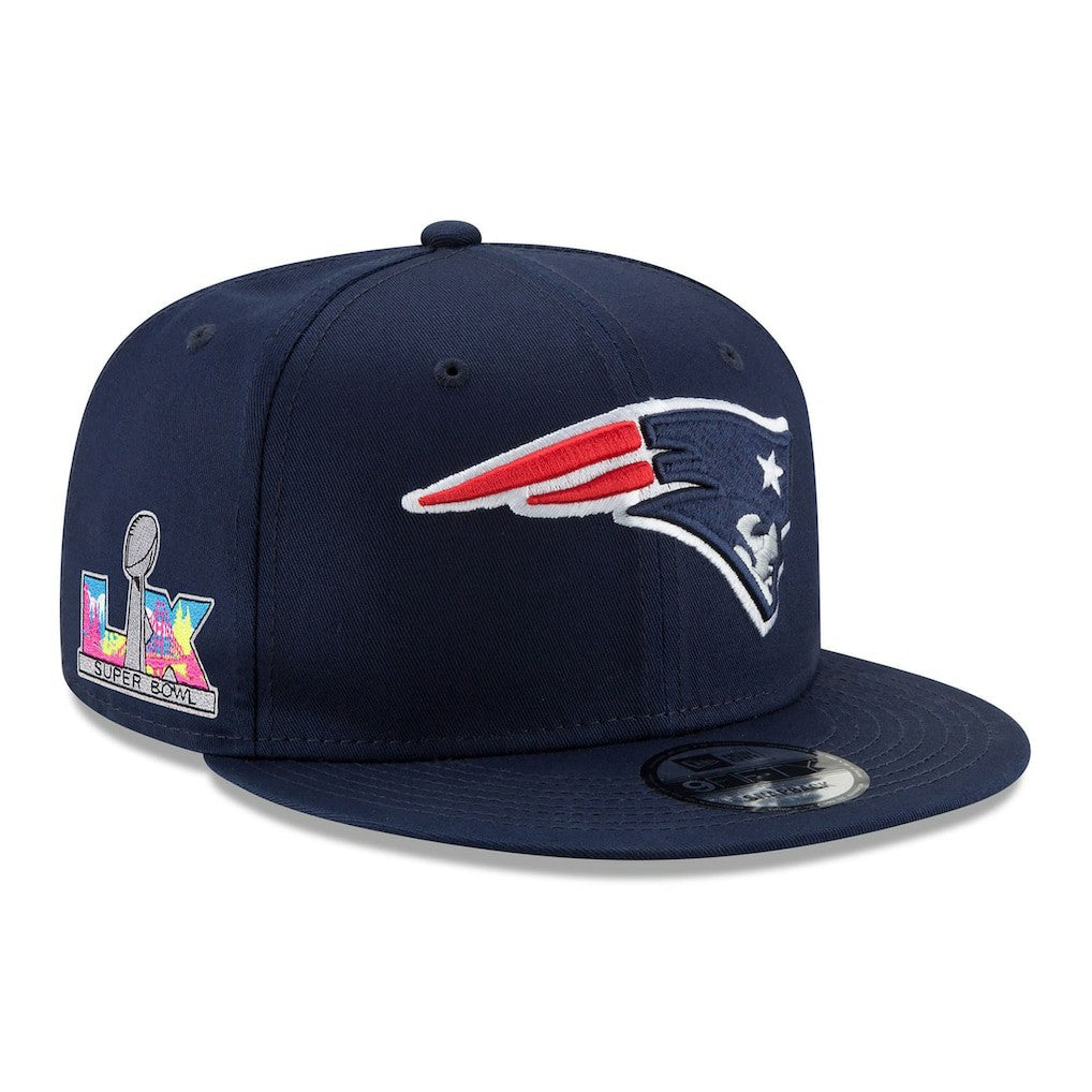 New England Patriots New Era Super Bowl LX Side Patch 9FIFTY Snapback Hat - Navy online
