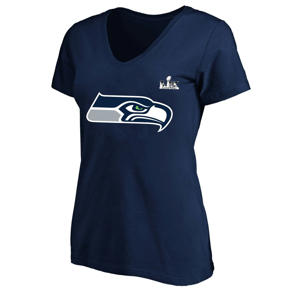 Jaxon Smith-Njigba Seattle Seahawks Women's Super Bowl LX Patch Plus Size Name & Number V-Neck T-Shirt - College Navy outlet