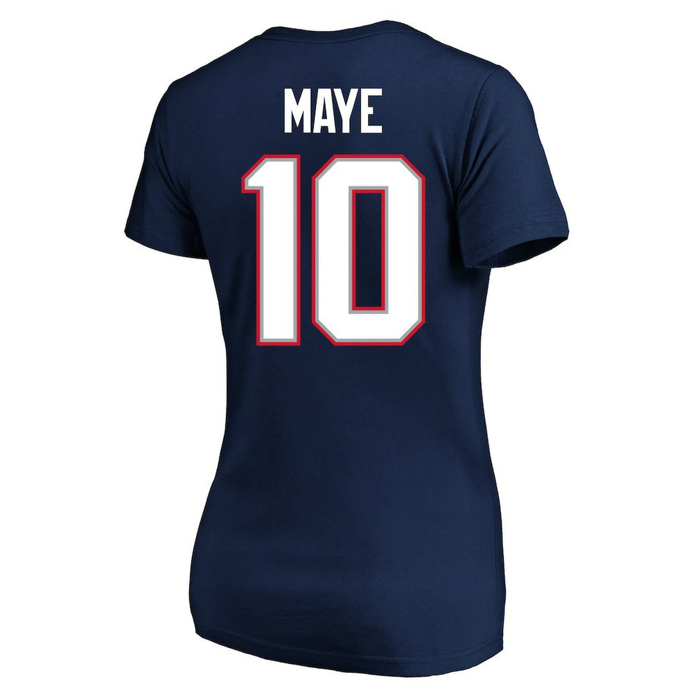 Drake Maye New England Patriots Women's Super Bowl LX Patch Plus Size Name & Number V-Neck T-Shirt - Navy cheap