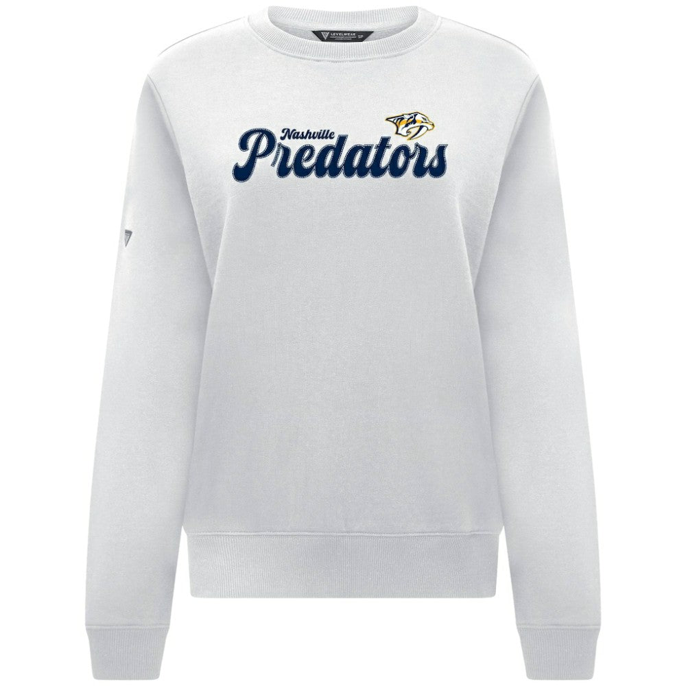 Nashville Predators Levelwear Women's Yvette Big Script Tri-Blend Sweatshirt White
