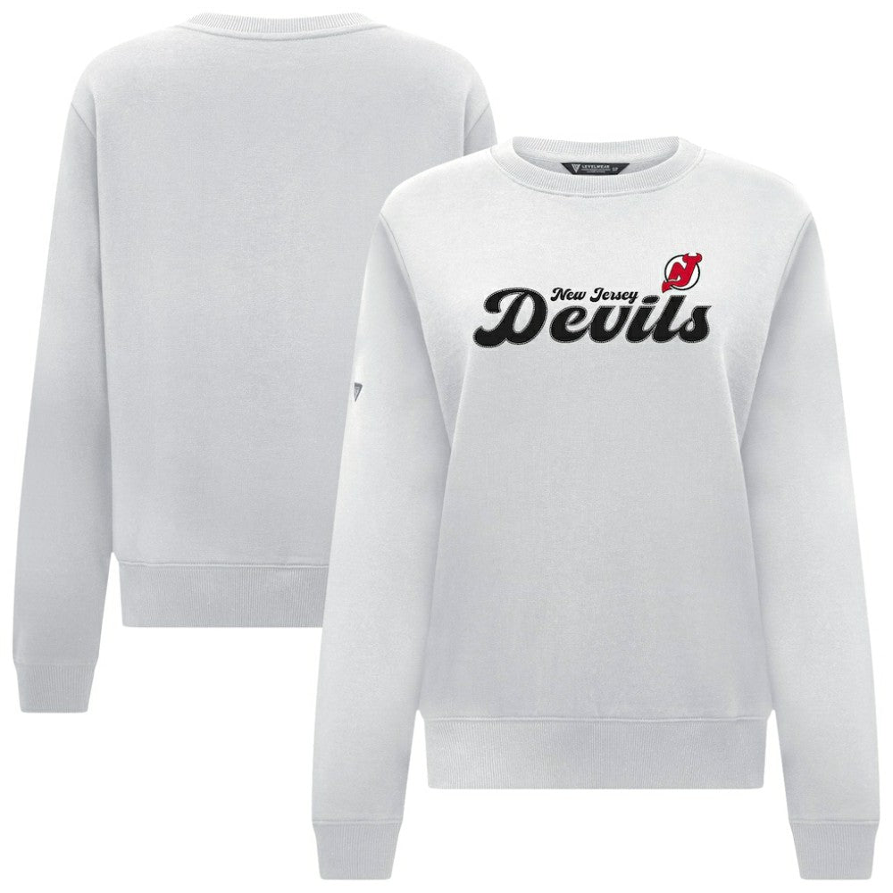 New Jersey Devils Levelwear Women's Yvette Big Script Tri-Blend Sweatshirt White