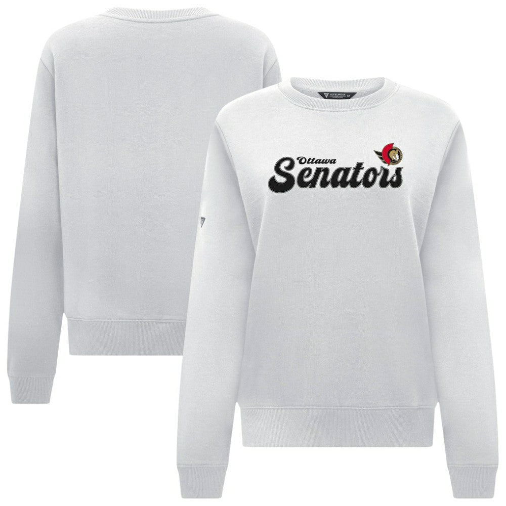 Ottawa Senators Levelwear Women's Yvette Big Script Tri-Blend Sweatshirt White