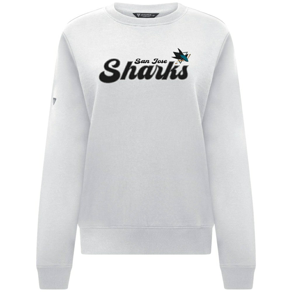 San Jose Sharks Levelwear Women's Yvette Big Script Tri-Blend Sweatshirt White