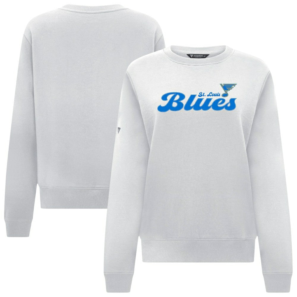 St. Louis Blues Levelwear Women's Yvette Big Script Tri-Blend Sweatshirt White