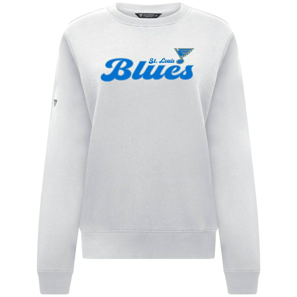 St. Louis Blues Levelwear Women's Yvette Big Script Tri-Blend Sweatshirt White