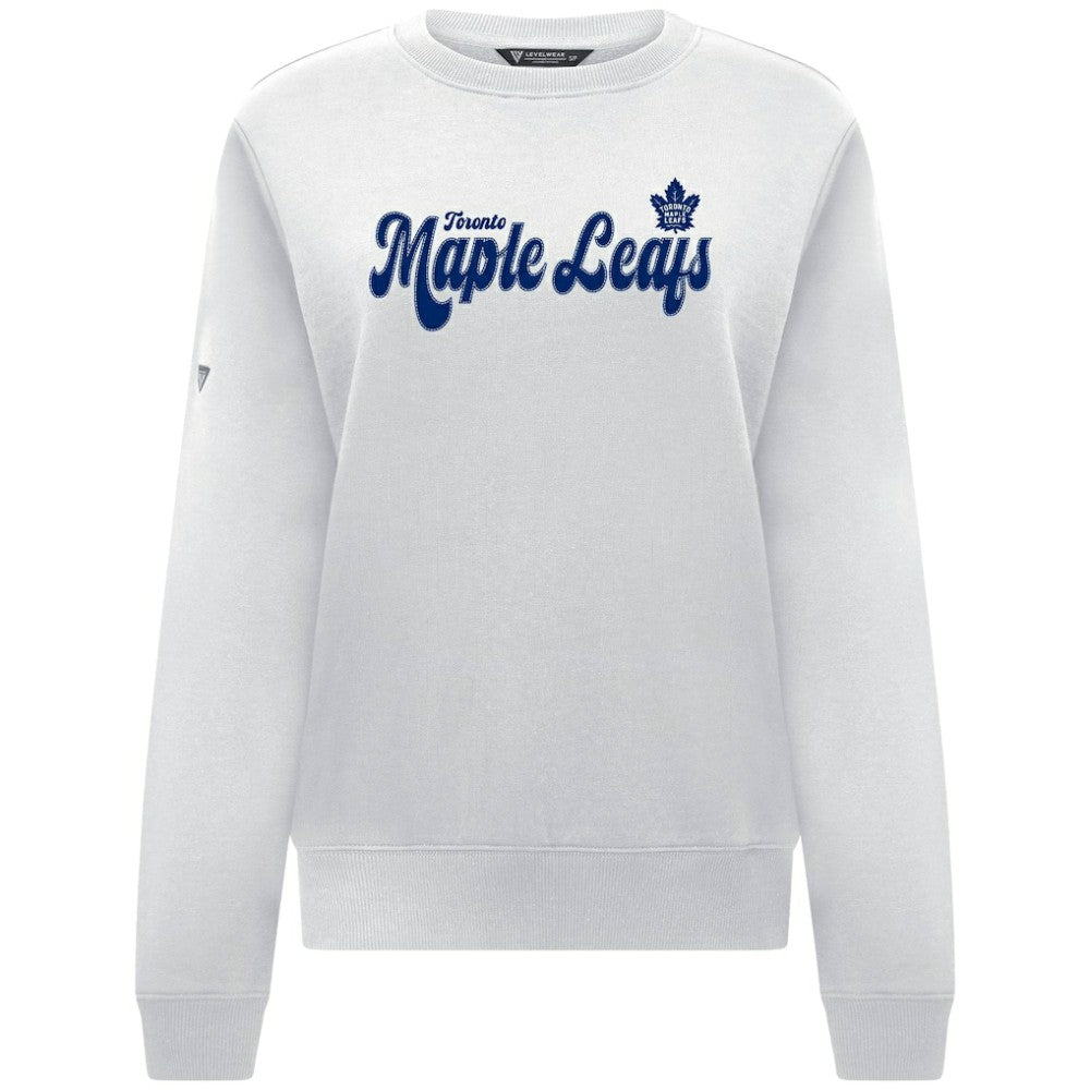 Toronto Maple Leafs Levelwear Women's Yvette Big Script Tri-Blend Sweatshirt White
