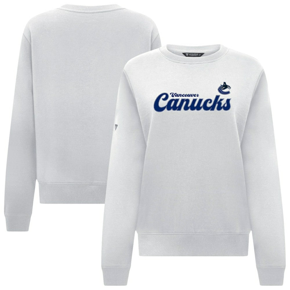 Vancouver Canucks Levelwear Women's Yvette Big Script Tri-Blend Sweatshirt White