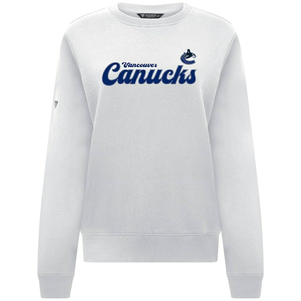 Vancouver Canucks Levelwear Women's Yvette Big Script Tri-Blend Sweatshirt White
