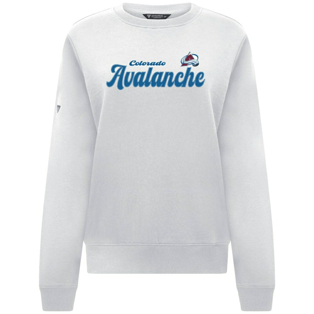 Colorado Avalanche Levelwear Women's Yvette Big Script Tri-Blend Sweatshirt White
