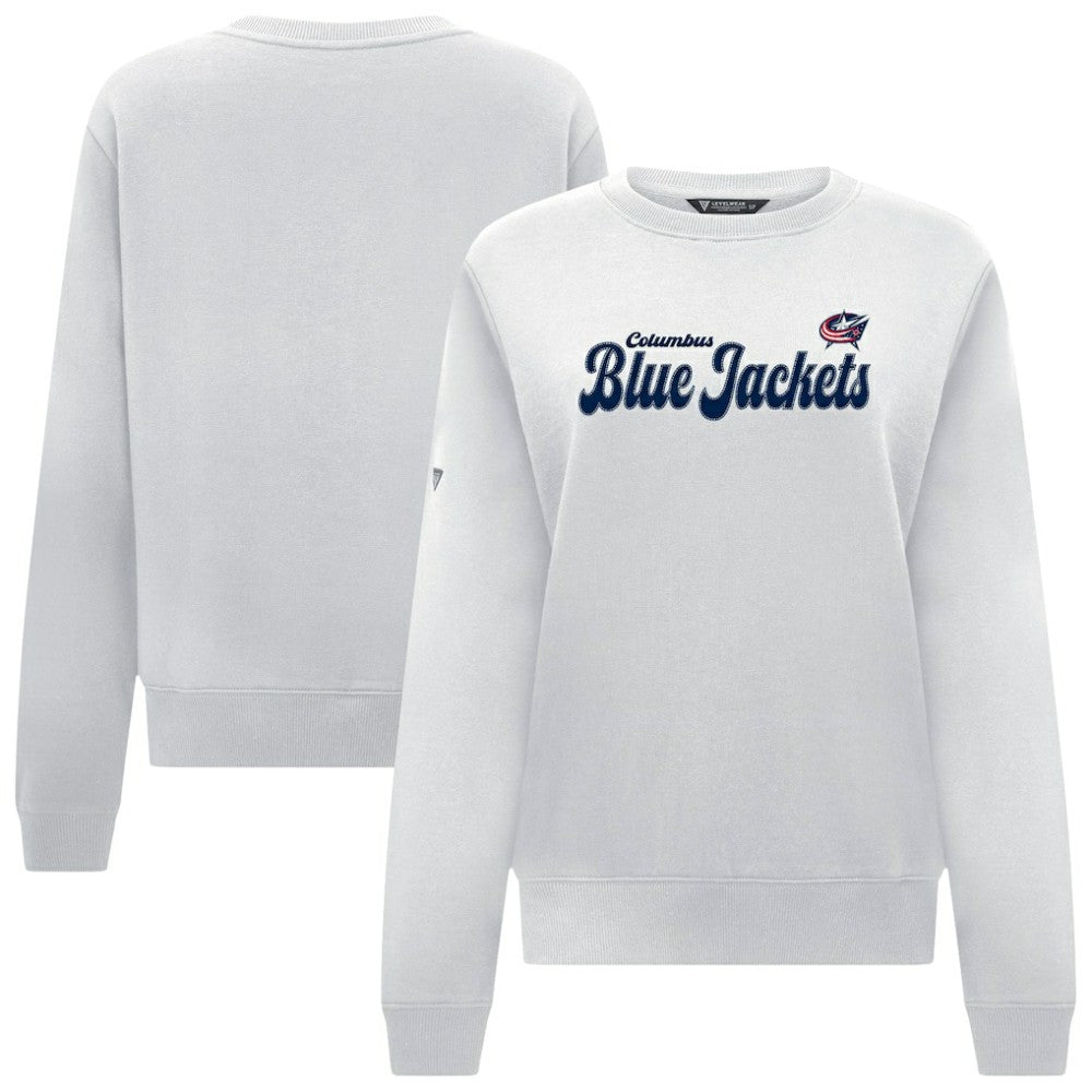 Columbus Blue Jackets Levelwear Women's Yvette Big Script Tri-Blend Sweatshirt White