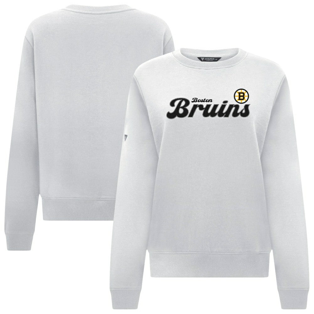 Boston Bruins Levelwear Women's Yvette Big Script Tri-Blend Sweatshirt White