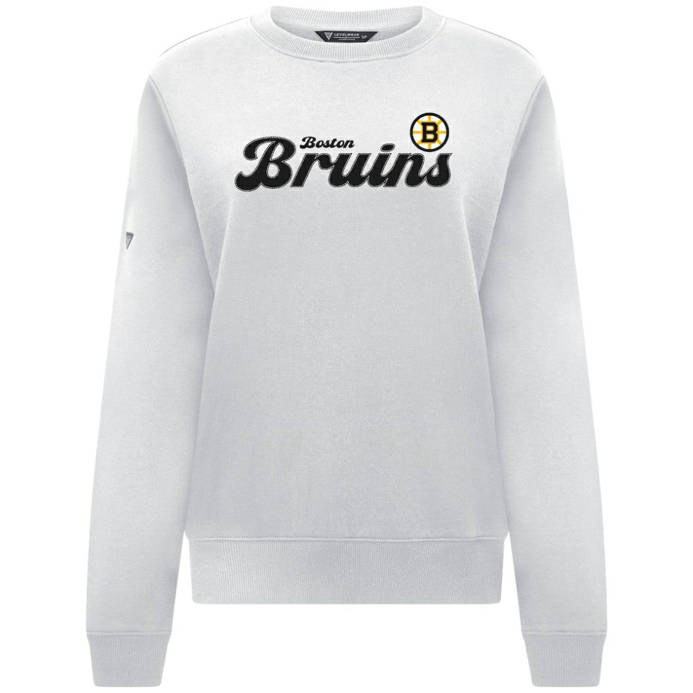Boston Bruins Levelwear Women's Yvette Big Script Tri-Blend Sweatshirt White