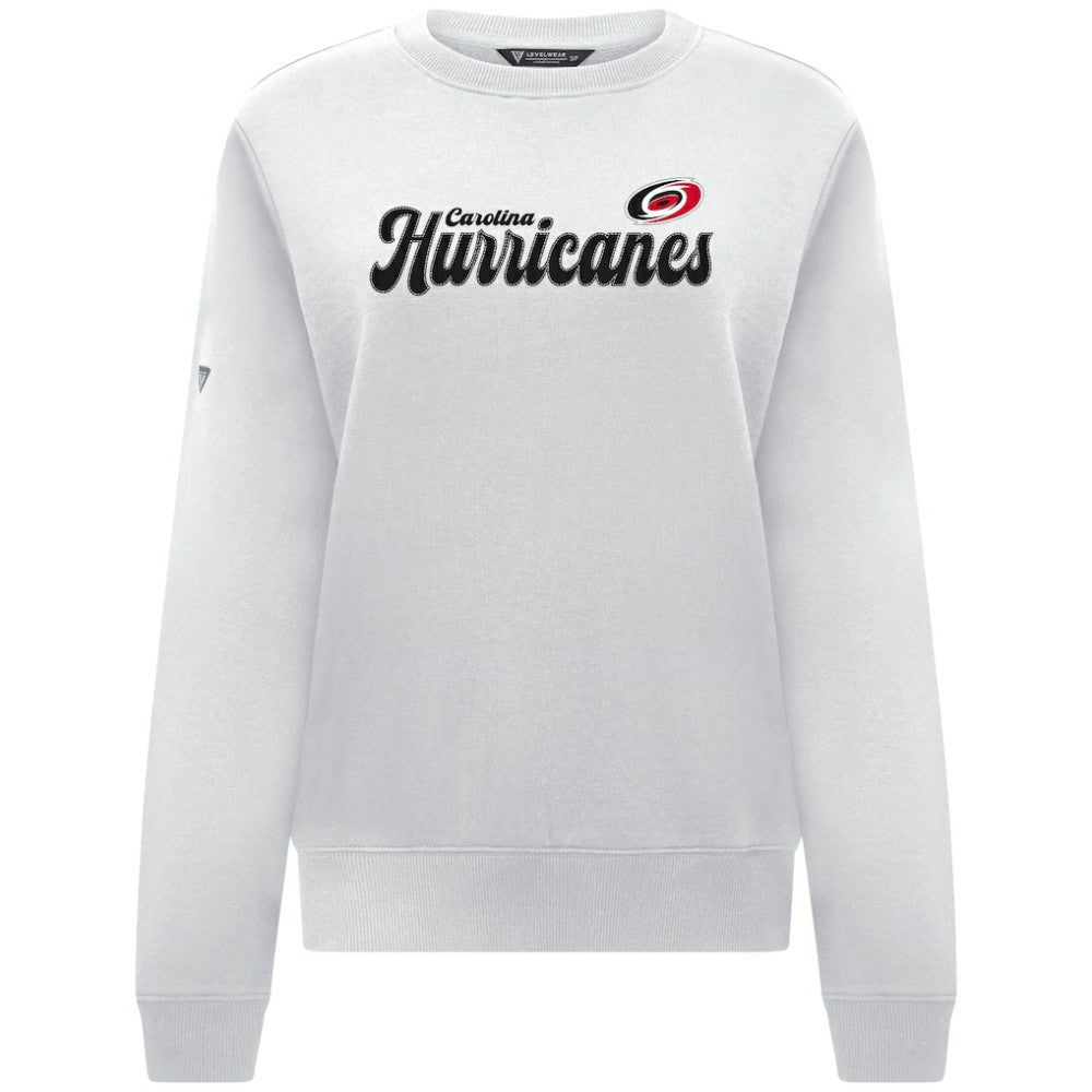 Carolina Hurricanes Levelwear Women's Yvette Big Script Tri-Blend Sweatshirt White