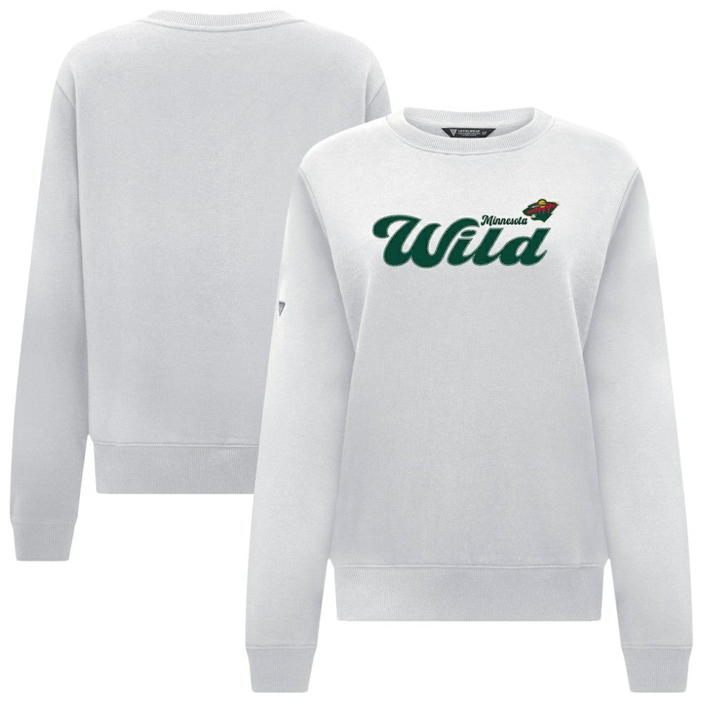 Minnesota Wild Levelwear Women's Yvette Big Script Tri-Blend Sweatshirt White