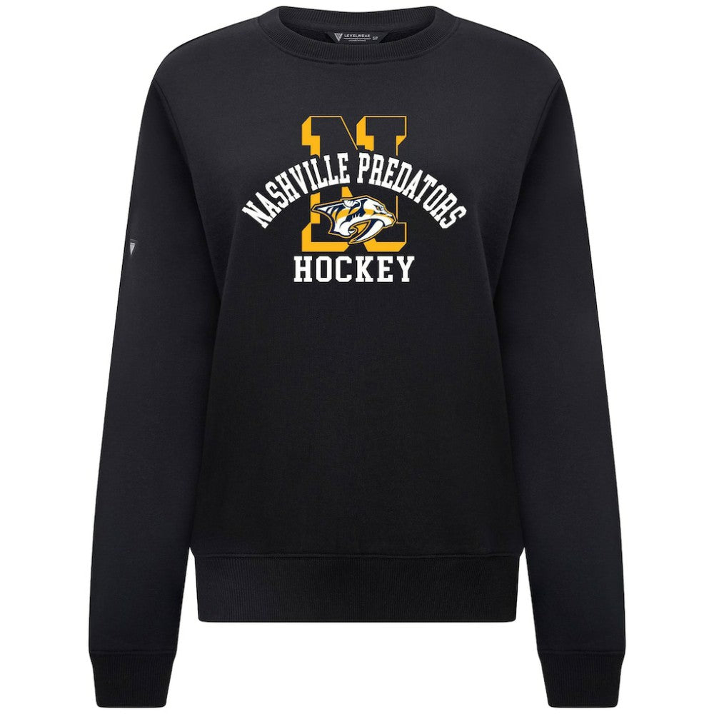 Nashville Predators Levelwear Women's Yvette Limelight Big Letter Sweatshirt Black