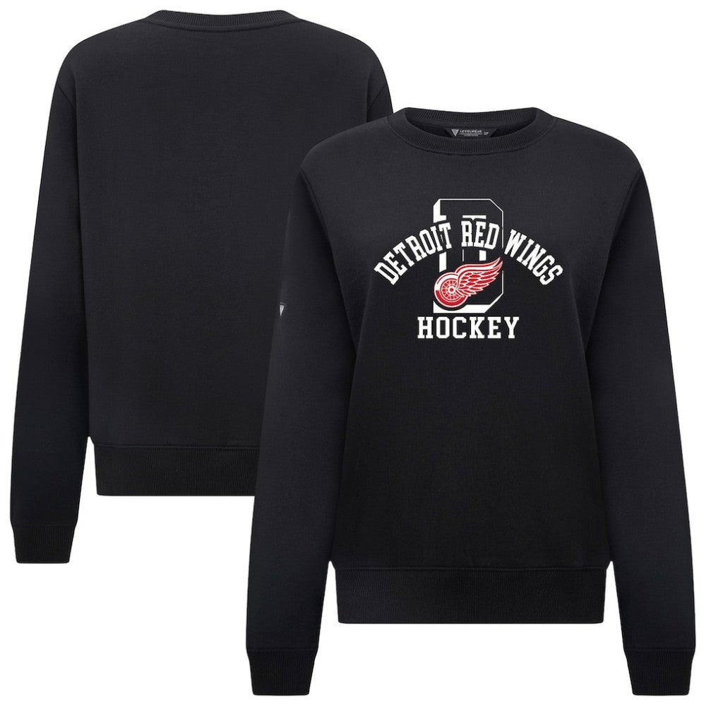 Detroit Red Wings Levelwear Women's Yvette Limelight Big Letter Sweatshirt Black