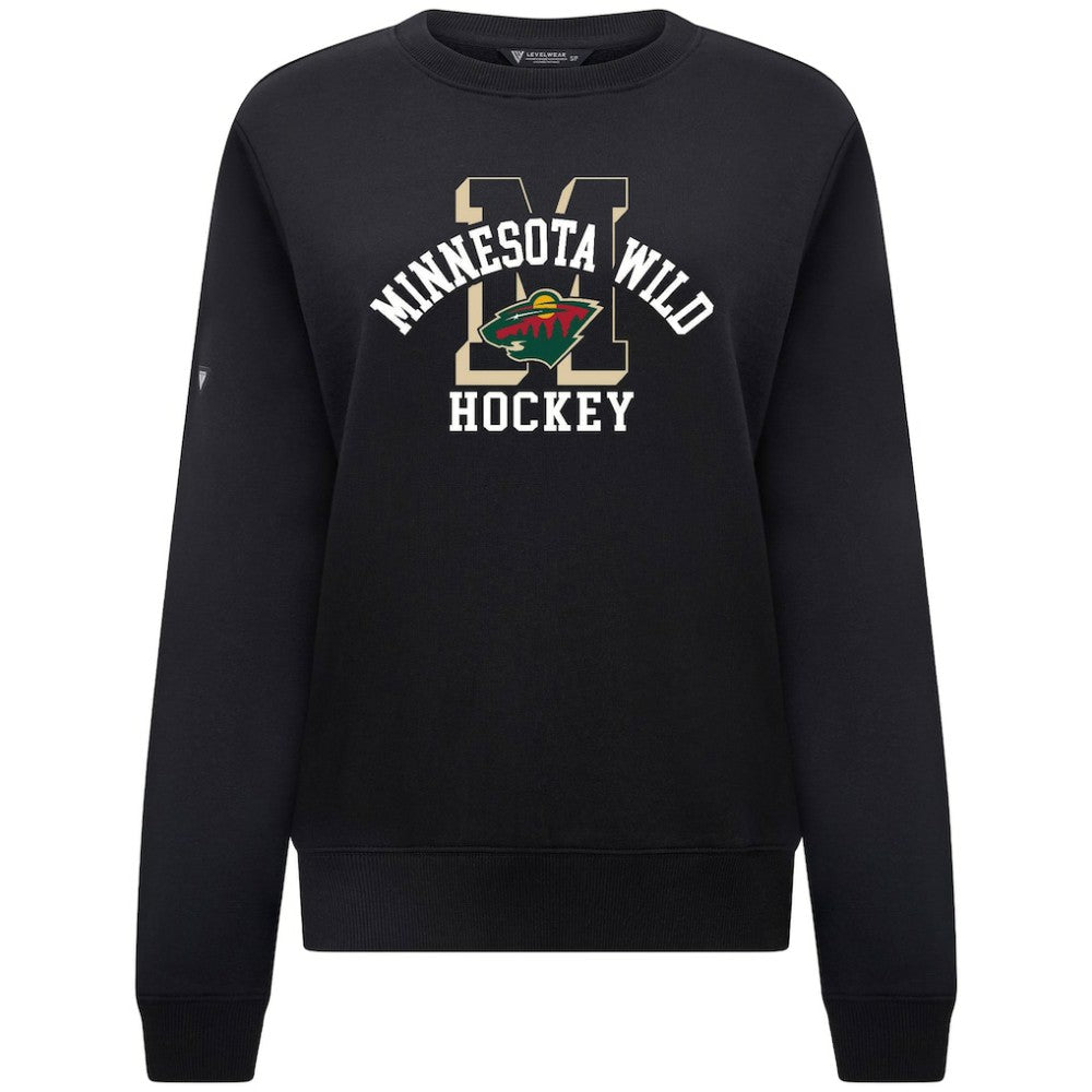 Minnesota Wild Levelwear Women's Yvette Limelight Big Letter Sweatshirt Black