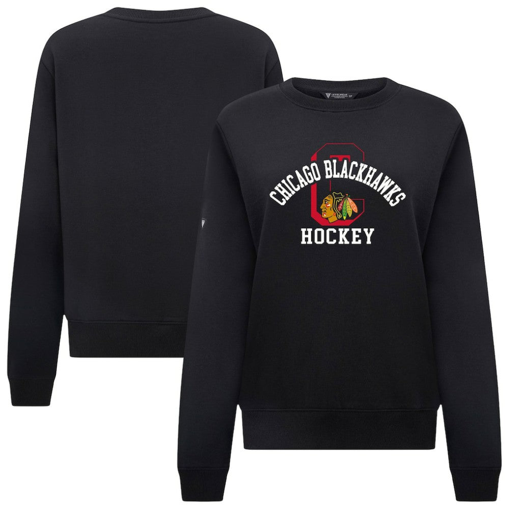 Chicago Blackhawks Levelwear Women's Yvette Limelight Big Letter Sweatshirt Black