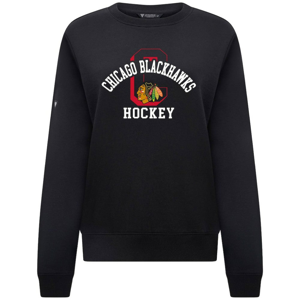 Chicago Blackhawks Levelwear Women's Yvette Limelight Big Letter Sweatshirt Black