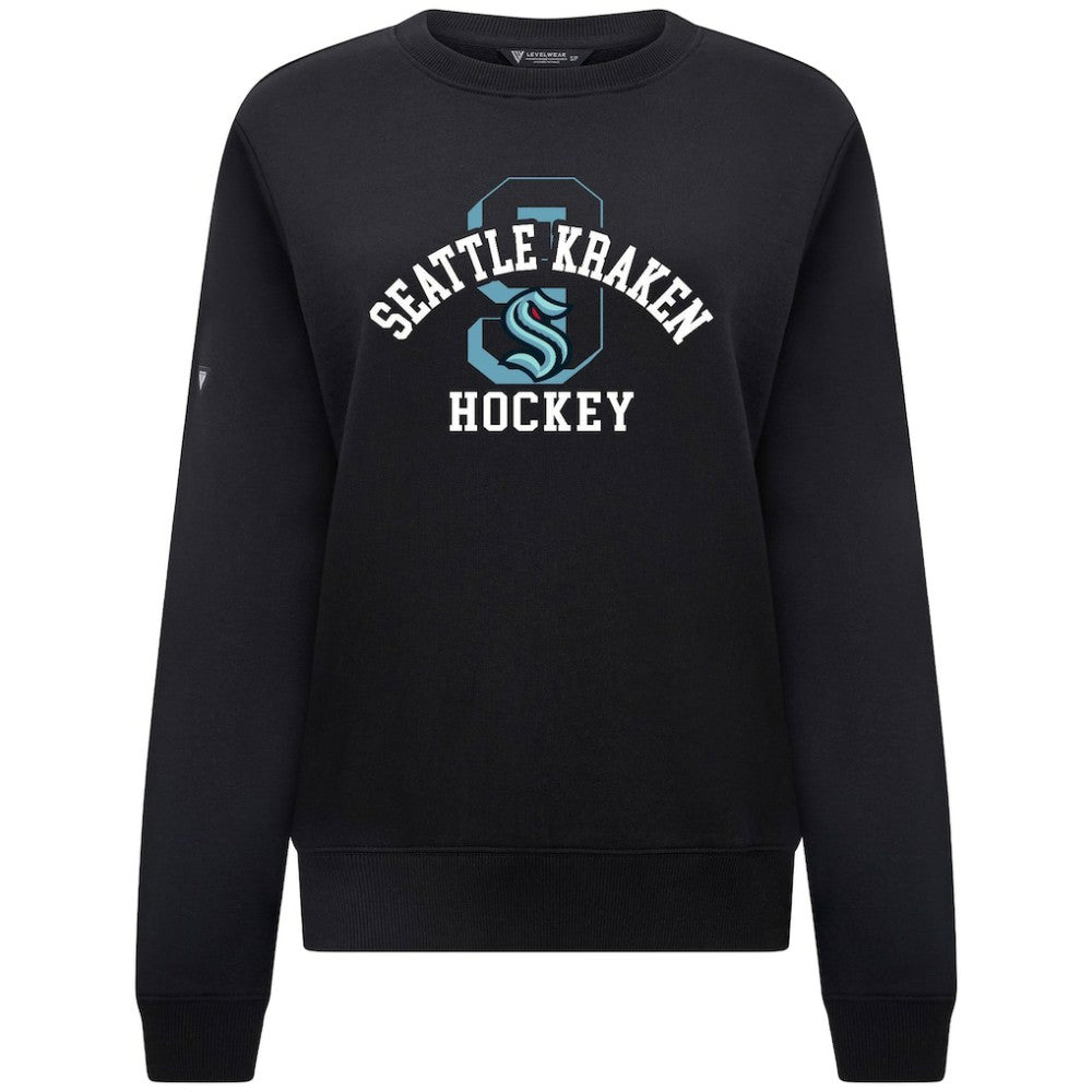Seattle Kraken Levelwear Women's Yvette Limelight Big Letter Sweatshirt Black
