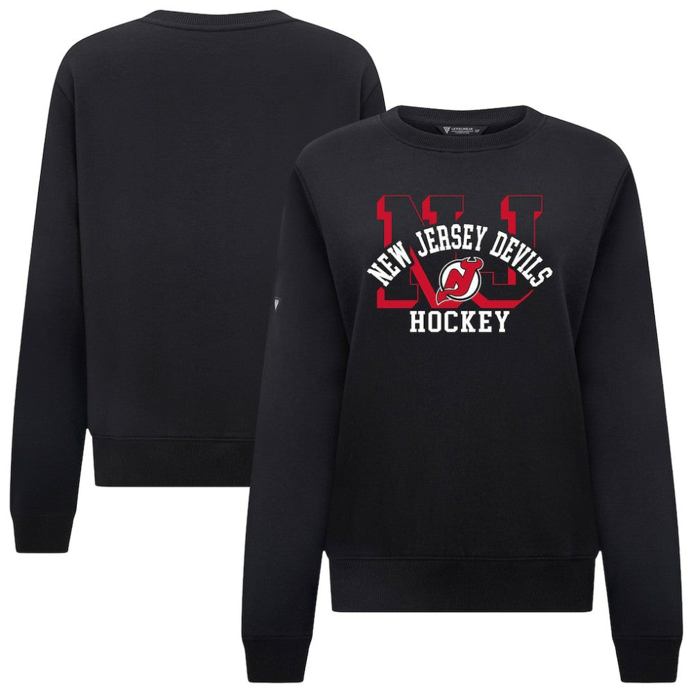 New Jersey Devils Levelwear Women's Yvette Limelight Big Letter Sweatshirt Black