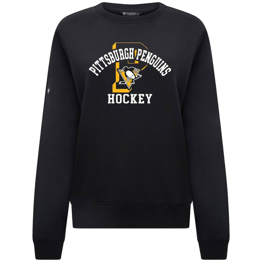 Pittsburgh Penguins Levelwear Women's Yvette Limelight Big Letter Sweatshirt Black