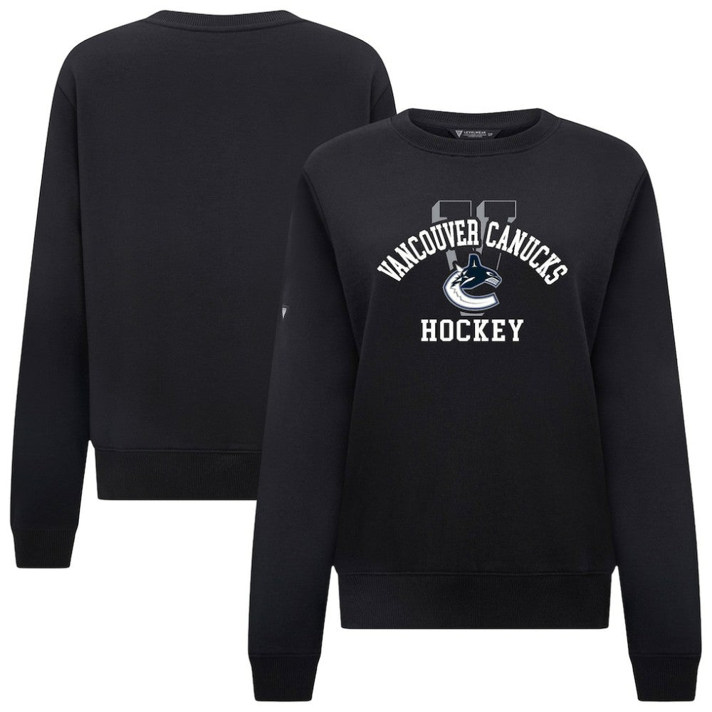 Vancouver Canucks Levelwear Women's Yvette Limelight Big Letter Sweatshirt Black