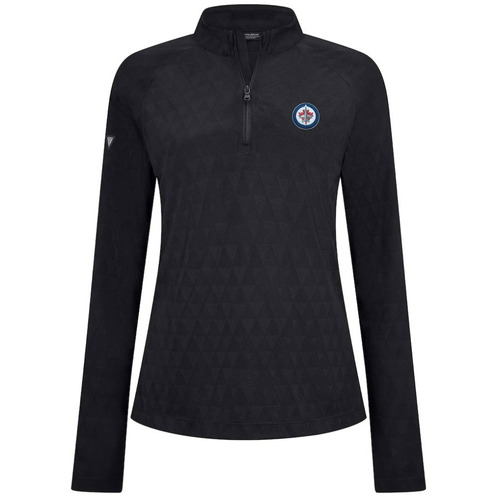 Winnipeg Jets Levelwear Women's Spike Raglan Quarter-Zip Top Black