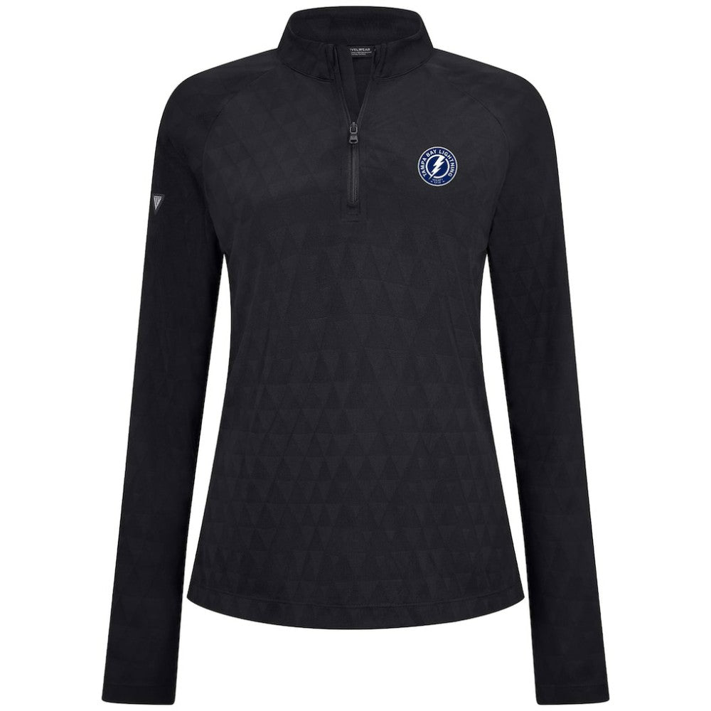 Tampa Bay Lightning Levelwear Women's Spike Raglan Quarter-Zip Top Black