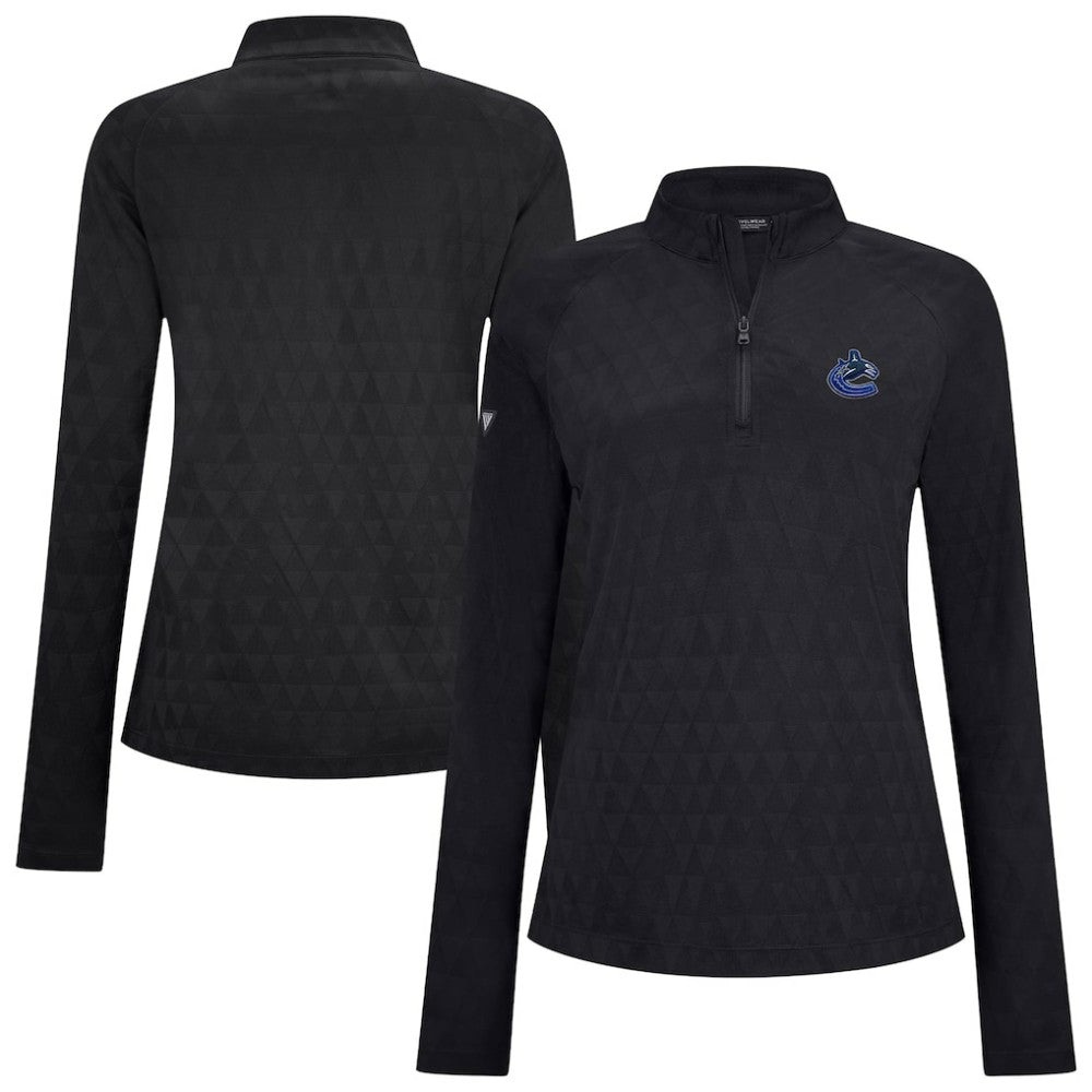 Vancouver Canucks Levelwear Women's Spike Raglan Quarter-Zip Top Black