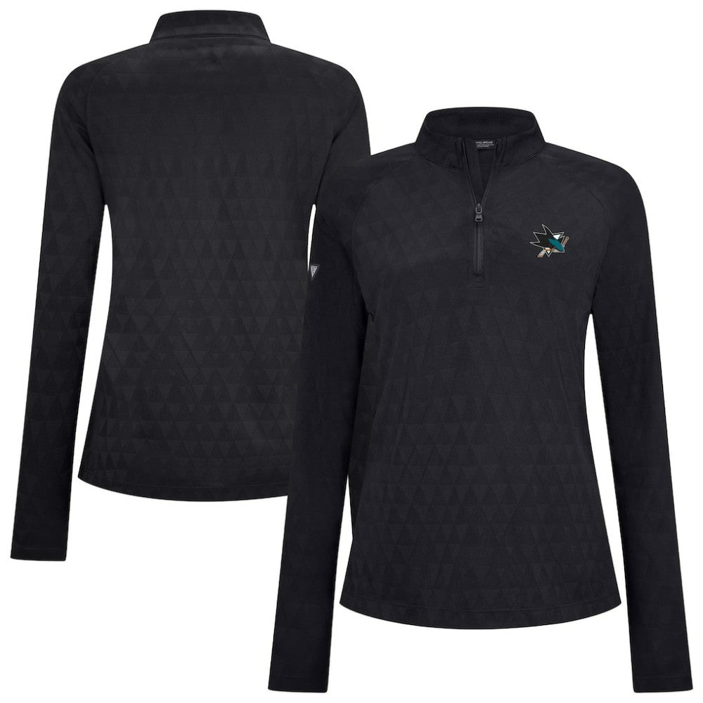 San Jose Sharks Levelwear Women's Spike Raglan Quarter-Zip Top Black