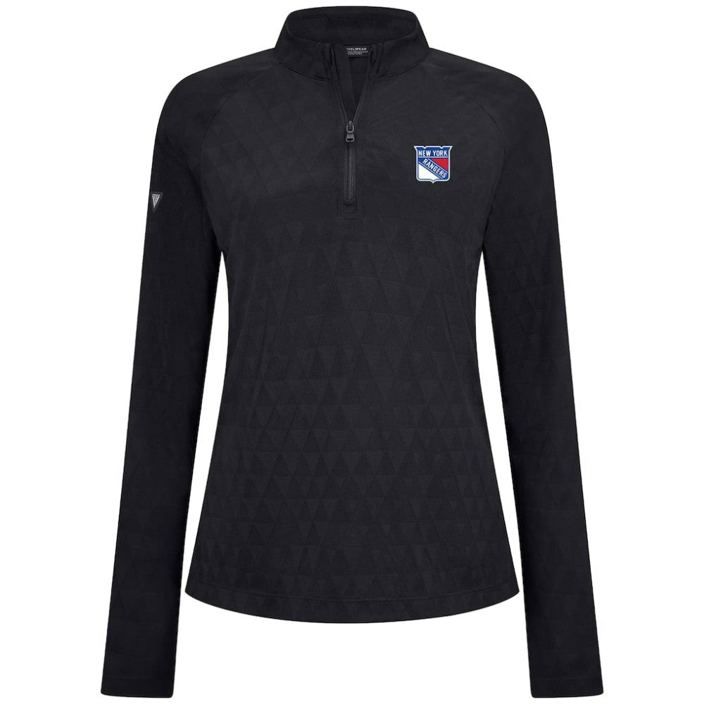 New York Rangers Levelwear Women's Spike Raglan Quarter-Zip Top Black