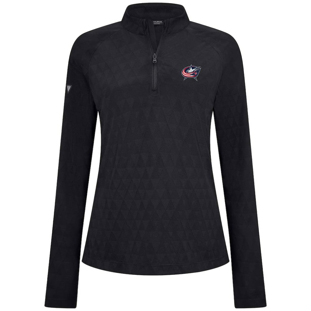 Columbus Blue Jackets Levelwear Women's Spike Raglan Quarter-Zip Top Black