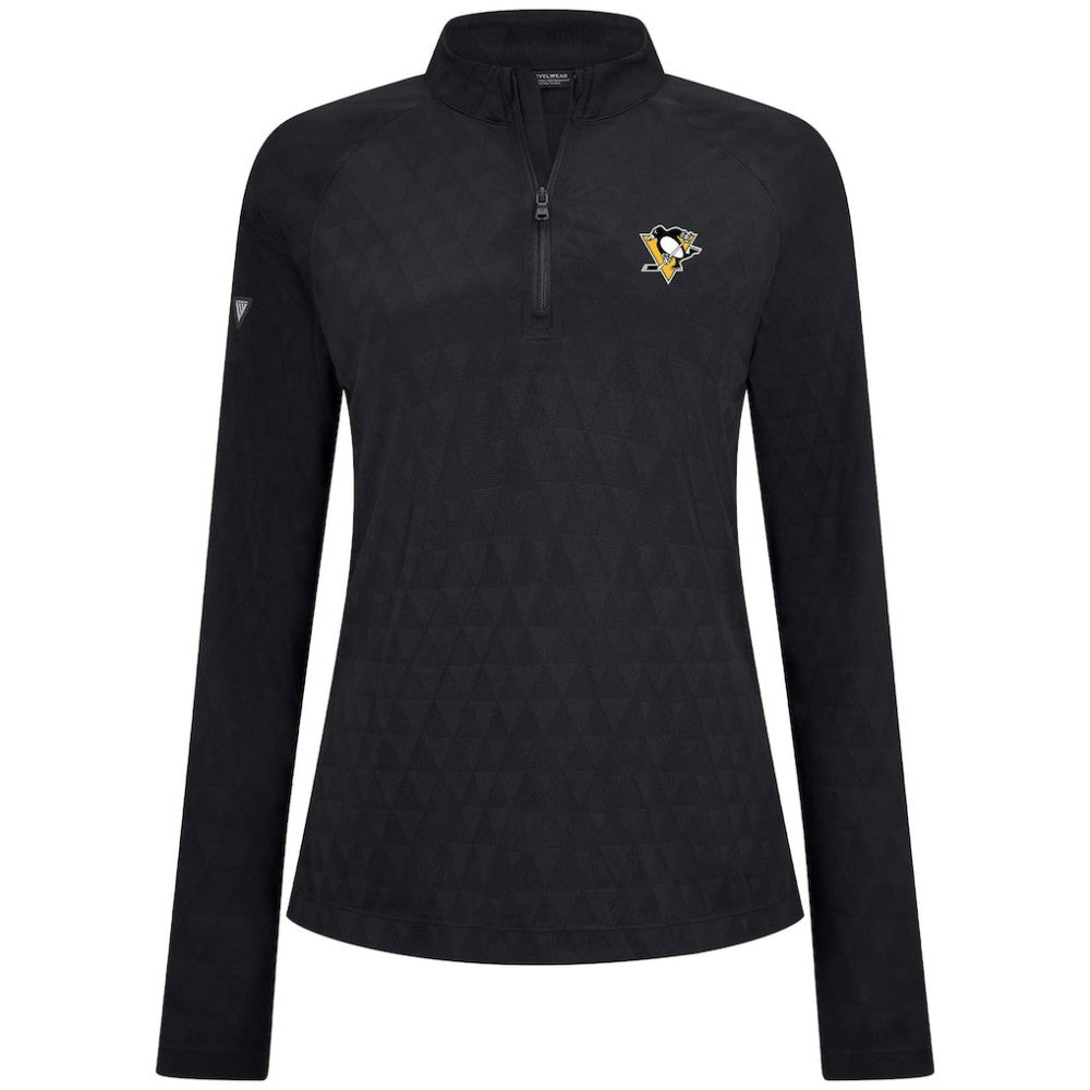 Pittsburgh Penguins Levelwear Women's Spike Raglan Quarter-Zip Top Black